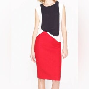 J CREW No. 2 Pencil Skirt in Double-Serge Wool Red Size Medium